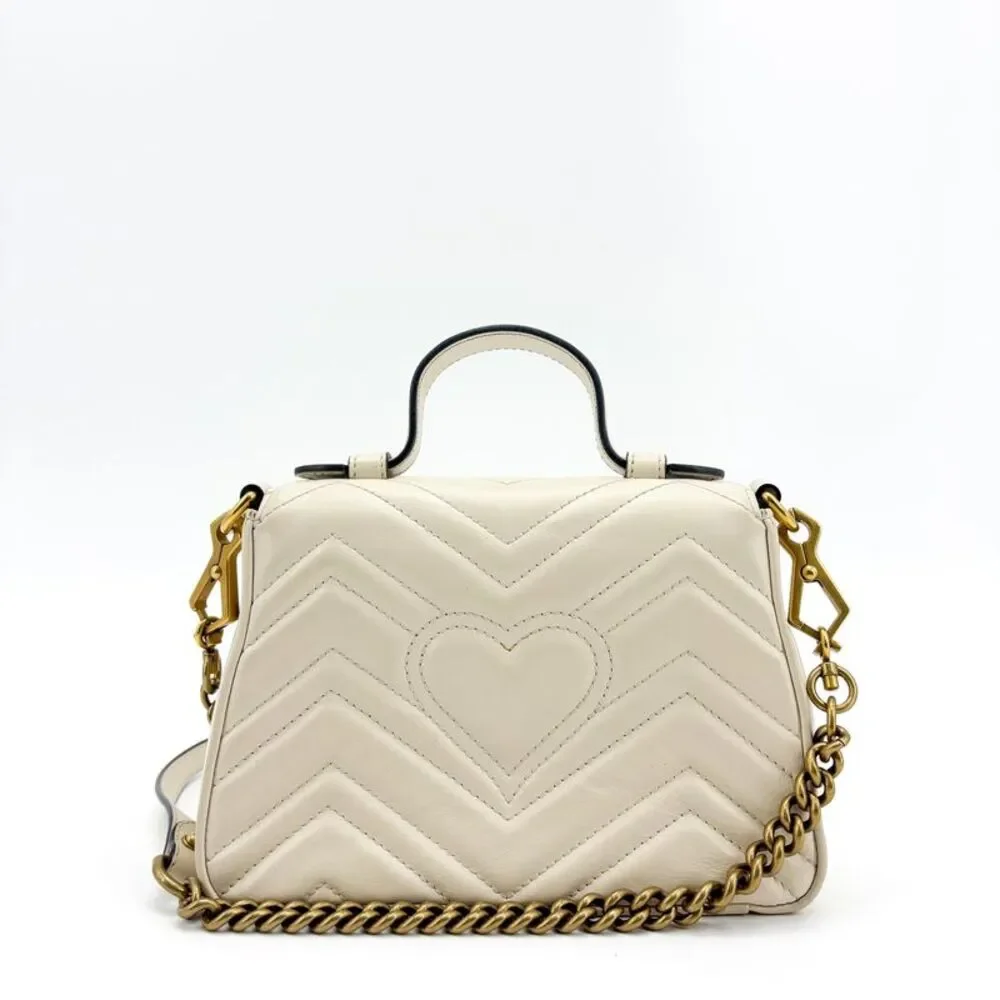 Gucci GG Marmont Matelassé Mini Top Handle Bag White